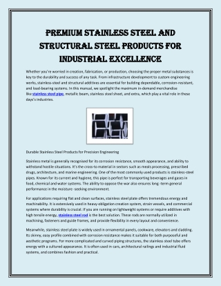 Premium Stainless Steel and Structural Steel Products for Industrial Excellence