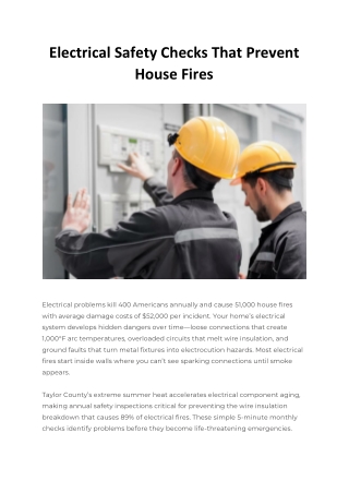 Electrical Safety Checks That Prevent House Fires in Texas