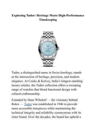 Exploring Tudor_ Heritage Meets High-Performance Timekeeping