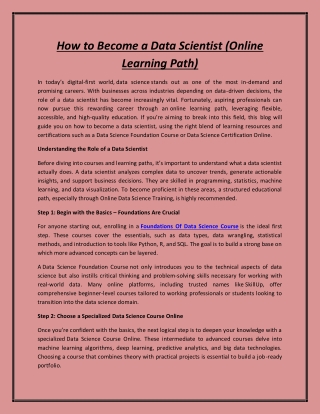 How to Become a Data Scientist (Online Learning Path)