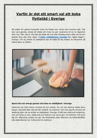Varför är det ett smart val att boka flyttstäd i Sverige