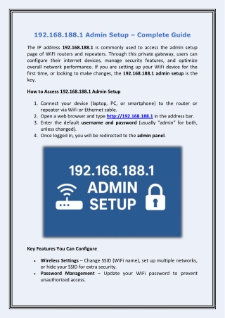 192.168.188.1 Admin Setup – Complete Guide