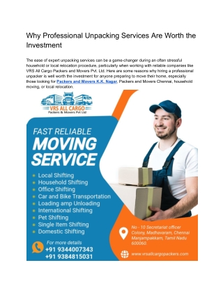 Why Professional Unpacking Services Are Worth the Investment