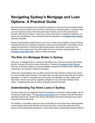 Navigating Sydney’s Mortgage and Loan Options_ A Practical Guide
