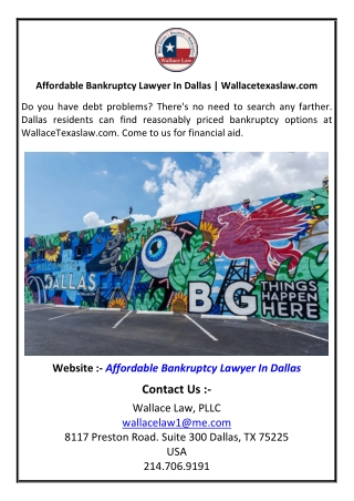 Affordable Bankruptcy Lawyer In Dallas Wallacetexaslawcom