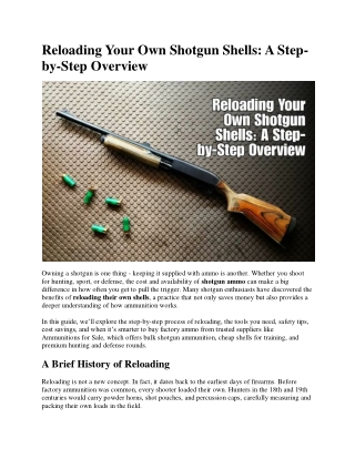 Reloading Your Own Shotgun Shells A Step-by-Step Overview