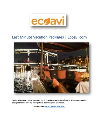 Last Minute Vacation Packages | Ecoavi.com