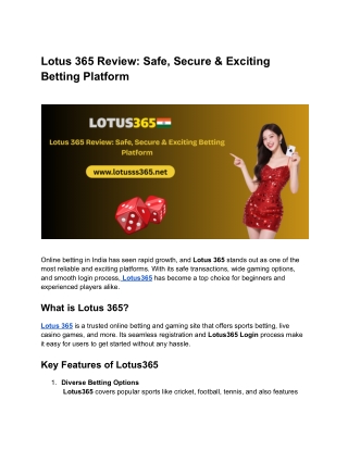 Lotus 365 Review Safe, Secure & Exciting Betting Platform