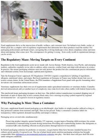 Food Supplements Packaging Solutions: Staying Ahead of Regulatory Changes