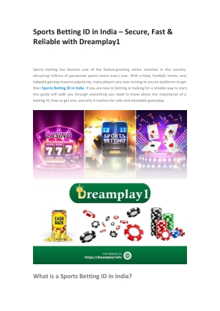 Sports Betting ID in India – Secure, Fast & Reliable with Dreamplay1