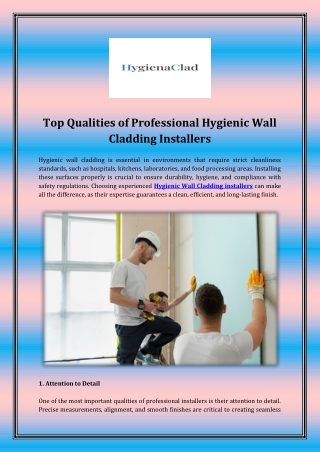 Top Qualities of Professional Hygienic Wall Cladding Installers