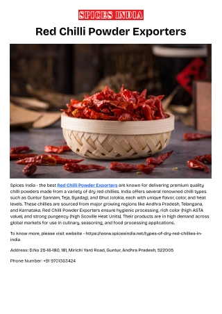 Red Chilli Powder Exporters