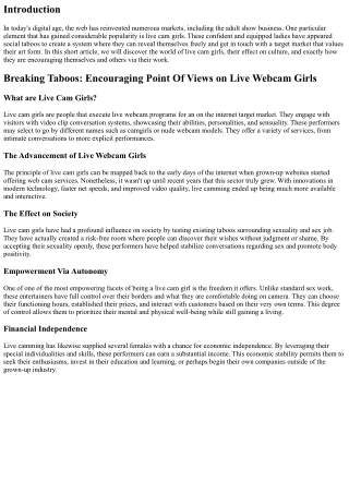 Breaking Taboos: Encouraging Point Of Views on Live Cam Girls