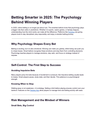 Mind Over Money: How Smart Bettors Use Psychology to Win in 2025 | Fairplayz
