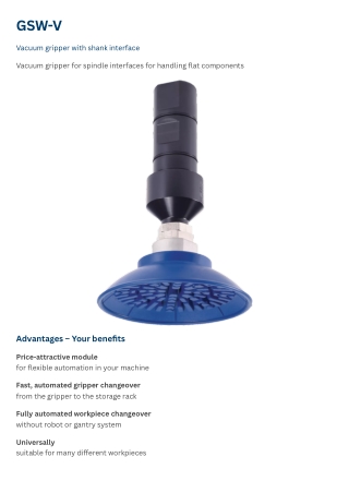 GSW-V Vacuum gripper with shank interface