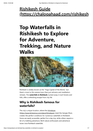 Top Waterfalls in Rishikesh to Explore for Adventure
