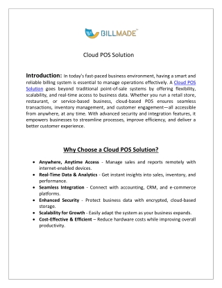 Cloud POS Solution
