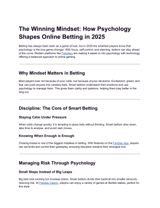 Mastering the Mind Game: Psychology of Smart Bettors in 2025 | Fairplayz