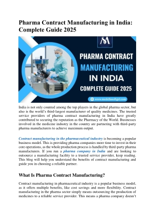 Pharma Contract Manufacturing in India: Complete Guide 2025