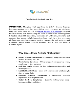 Oracle netsuite POS Solution