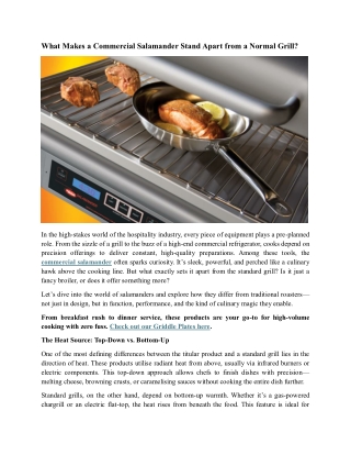 What Makes a Commercial Salamander Stand Apart from a Normal Grill