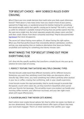 Why Sobisco is Top Biscuit Choice?