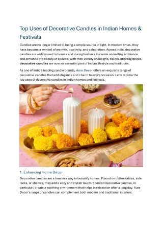 Top Uses of Decorative Candles in Indian Homes