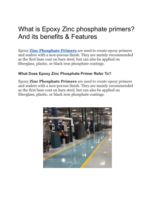 What is Epoxy Zinc phosphate primers_ And its benefits & Features