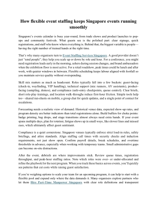 How flexible event staffing keeps Singapore events running smoothly