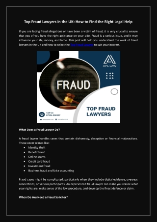 Top Fraud Lawyers in the UK How to Find the Right Legal Help