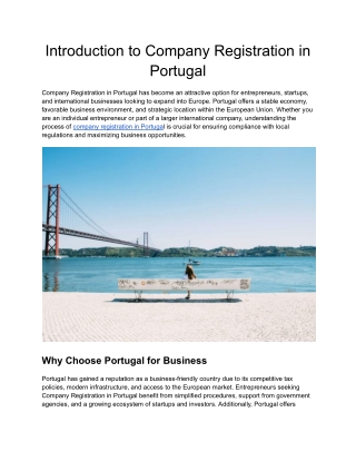 Introduction to Company Registration in Portugal