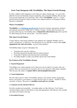 Grow Your Instagram with Viewtifulday The Smart Growth Strategy