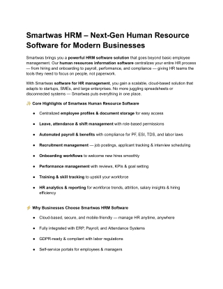 Smartwas HRM – Next-Gen Human Resource Software for Modern Businesses