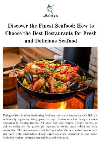 Discover the Finest Seafood How to Choose the Best Restaurants for Fresh and Delicious Seafood