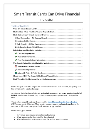 Smart Transit Cards Can Drive Financial Inclusion