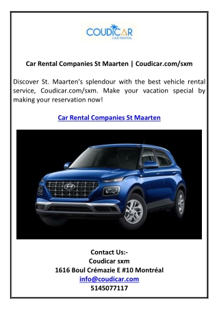 Car Rental Companies St Maarten | Coudicar.com/sxm