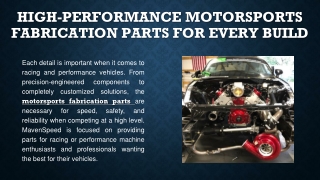 High-Performance Motorsports Fabrication Parts for Every Build
