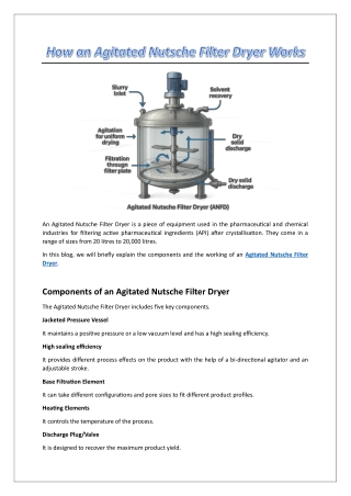 How an Agitated Nutsche Filter Dryer Works