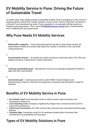 EV Mobility Service in Pune
