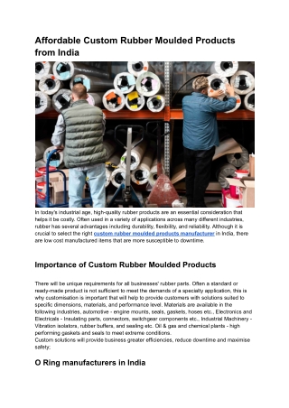 Affordable Custom Rubber Moulded Products from India