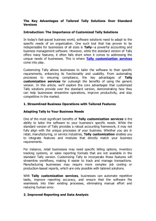 The Key Advantages of Tailored Tally Solutions Over Standard Versions