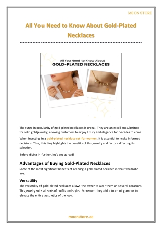 All You Need to Know About Gold-Plated Necklaces