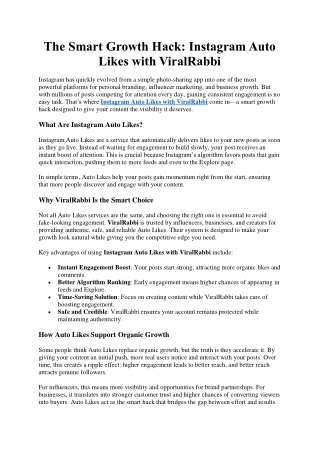 The Smart Growth Hack Instagram Auto Likes with ViralRabbi