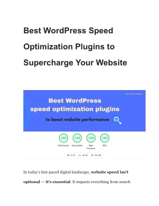 Top WordPress Speed Optimization Plugins