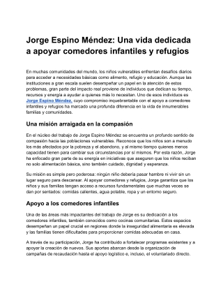 Jorge Espino Méndez: Una vida dedicada a apoyar comedores infantiles y refugios