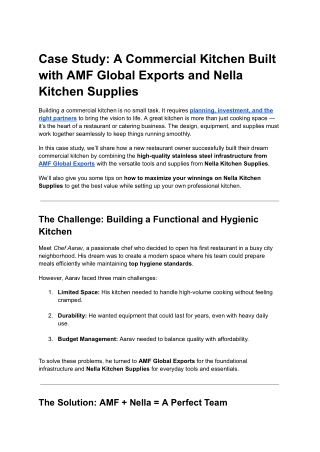 Case Study: A Commercial Kitchen Built with AMF Global Exports and Nella Kitchen