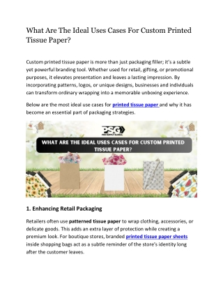 What are the ideal uses cases for custom printed tissue paper _ Pro Supply Global