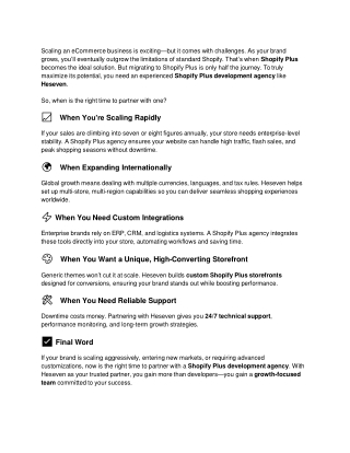 When Should You Partner With a Shopify Plus Development Agency?