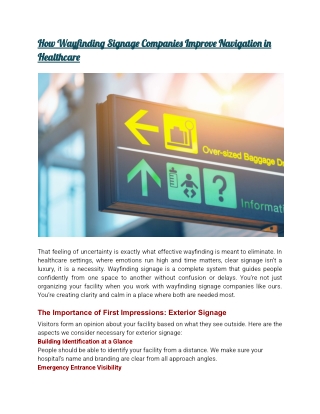 How Wayfinding Signage Companies Improve Navigation in Healthcare