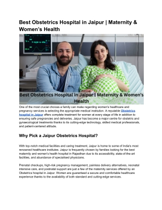 Best Obstetrics Hospital in Jaipur | Maternity & Women’s Health